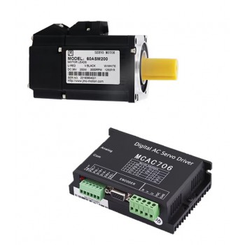 Kit de Motor Servo DC 200 W con Controlador 36 V 0.63 N·m 3000 RPM con Encoder de 2500 Líneas 60×60 mm