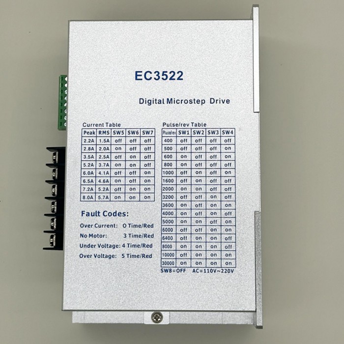 Controlador de motor paso a paso EC3522 de 2,2-5A y 110-220V CA para motores paso a paso trifásicos Nema 34 de 86 mm