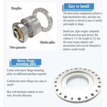Reductor de engranajes armónicos serie ZXF 31:1 a 160:1 para motor paso a paso/servomotor, brazo robótico CNC