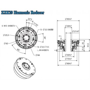 Reductor Armónico Serie ZXK Tipo Hueco Relación 30:1-160:1 30 seg-arc