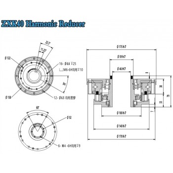 Reductor Armónico Serie ZXK Tipo Hueco Relación 30:1-160:1 30 seg-arc