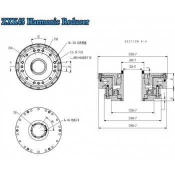 Reductor Armónico Serie ZXK Tipo Hueco Relación 30:1-160:1 30 seg-arc