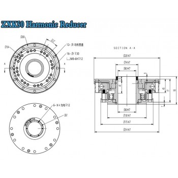 Reductor Armónico Serie ZXK Tipo Hueco Relación 30:1-160:1 30 seg-arc