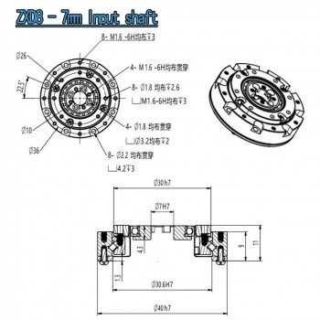 ZXD/ZXZ Serie reductor de velocidad con caja de engranajes armónicos de 30:1 a 100:1, 20 segundos de arco
