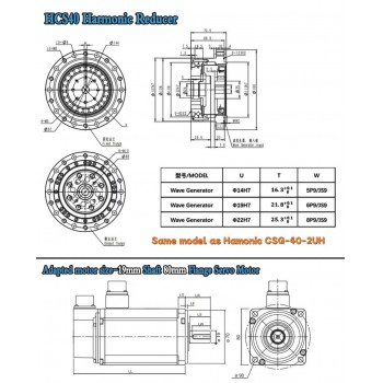 Caja de Engranajes Armónica CSF Relación 50:1-120:1 para Motor Paso a Paso/Servo