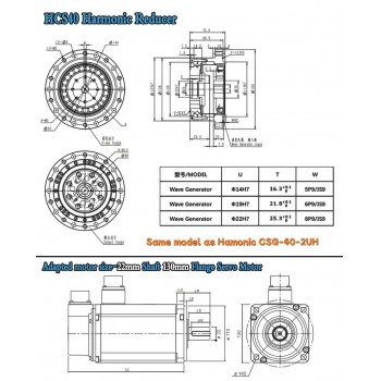 Caja de Engranajes Armónica CSF Relación 50:1-120:1 para Motor Paso a Paso/Servo