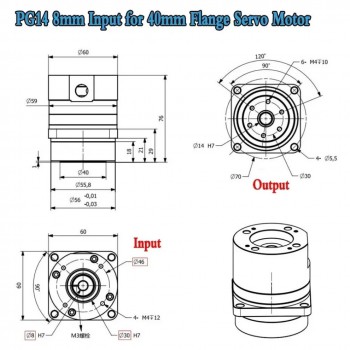 Reductor Armónico Harmonic Drive Serie PG Relación 50/80/100:1 20 seg-arc