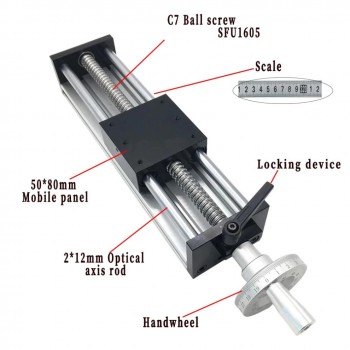 Etapa Lineal Manual GGP5080 con Guía Lineal, Husillo a Bolas y Volante para Módulo de Movimiento CNC
