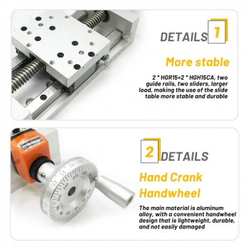 Mesa Deslizante Manual CNC con Autobloqueo, Pantalla Digital, Módulo Lineal para Posición Z y Husillo Trapezoidal