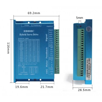 Controlador Motor Paso a Paso Lazo Cerrado HB808C 2 Fases AC18-80V para Motor Nema 17/23/24