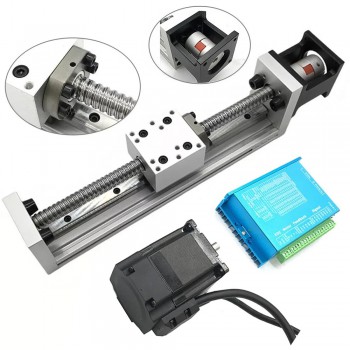 Kit de Etapa Lineal Motorizada con Guía de Carril y Husillo a Bolas para Mesa CNC con Motor Paso a Paso Nema 23 de Lazo Cerrado y Controlador