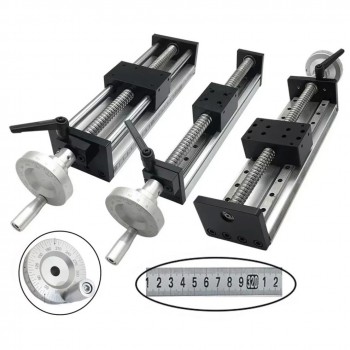 Módulo de Movimiento Lineal Manual con Husillo a Bolas (10-60kg) y Volante para Mesa Deslizante CNC