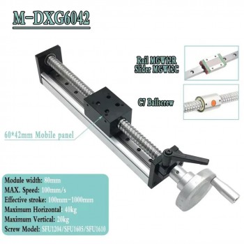 Módulo de Movimiento Lineal Manual con Husillo a Bolas (10-60kg) y Volante para Mesa Deslizante CNC