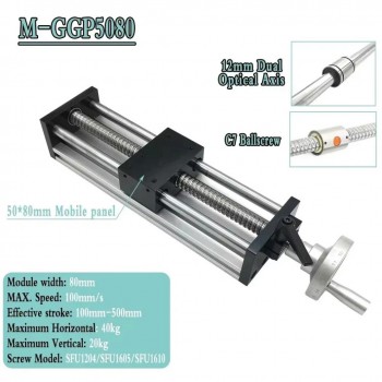 Módulo de Movimiento Lineal Manual con Husillo a Bolas (10-60kg) y Volante para Mesa Deslizante CNC