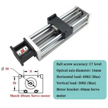 Mesa Deslizante CNC Guía de Movimiento Lineal Compatible con Motor Paso a Paso NEMA23 / Servomotor 60mm