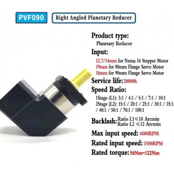 PVF090 Reductor planetario de 90 grados para motor paso a paso Nema34 / servomotor de 90 mm