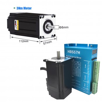 Kit Motor Paso a Paso Lazo Cerrado Nema 23 1.2-3Nm 57×57mm con Controlador HB8080C