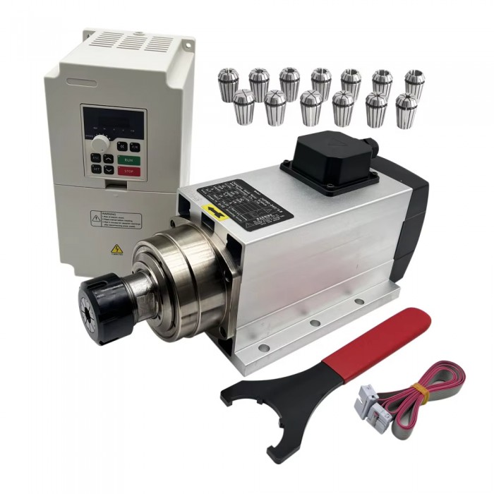 Kit de husillo CNC de 4,5kW ER32 24000rpm 220V/380V refrigerado por aire con VFD de 5,5kW