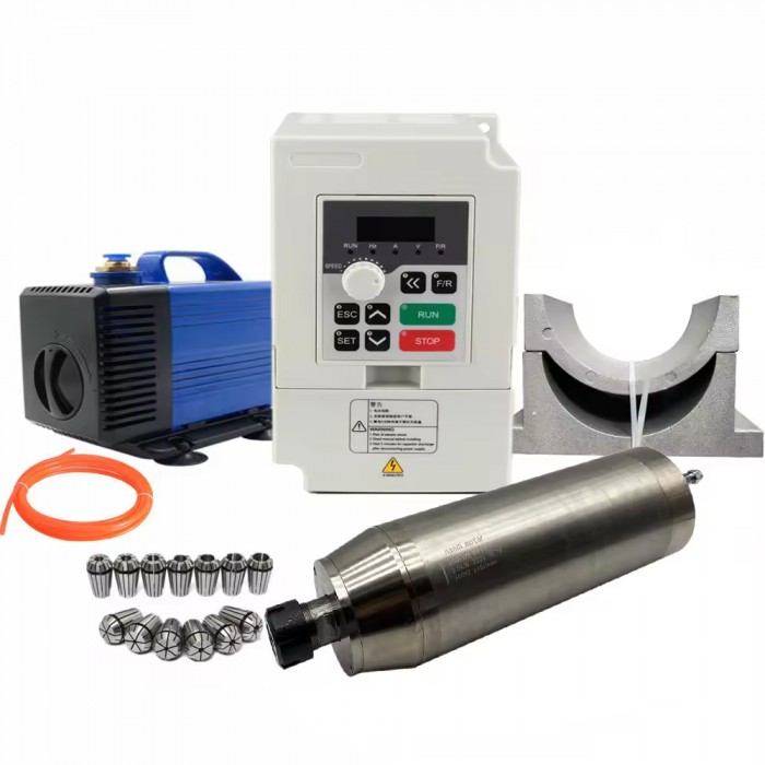 Kit de husillo CNC de 5,5kW ER32 220V/380V refrigerado por agua con VFD soporte de 125mm y pinzas ER32