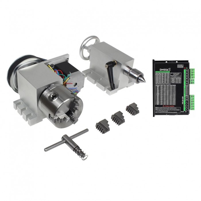 Cabezal divisor de cuarto eje CNC con plato de 80mm o K11 de 100mm y driver DM556S