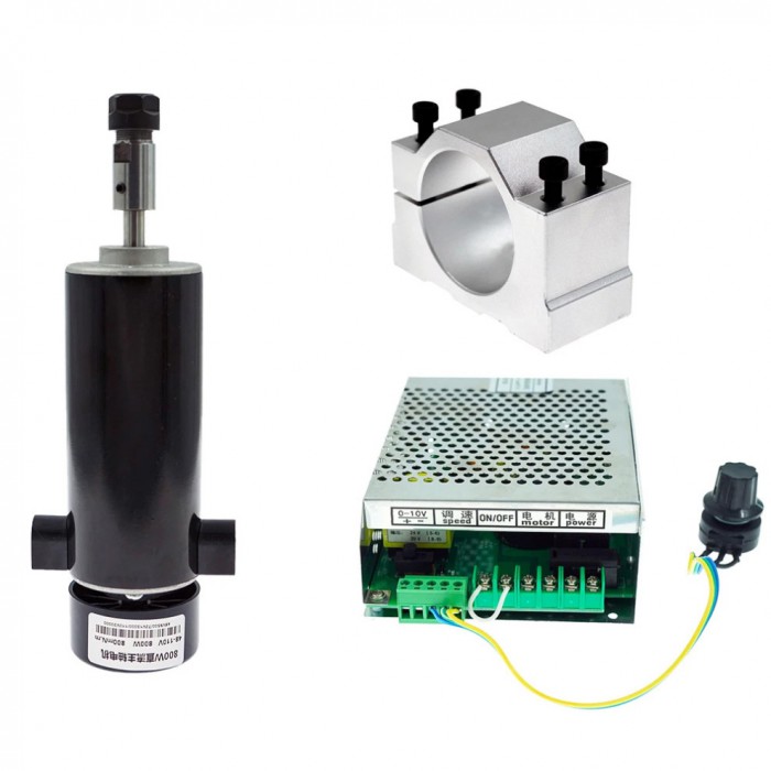 Kit de husillo CNC de 800W ER11 refrigerado por aire con controlador de velocidad y soporte de 52mm