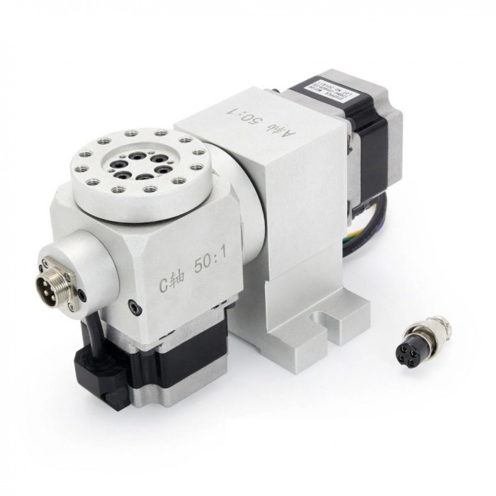 Cabezal divisor CNC de 5º eje A+C con reductor armónico 50:1 y motor paso a paso NEMA 23