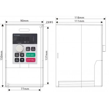 H100-2.2C2/S2/T4 Variador de frecuencia VFD de 2,2kW 110V/220V/380V para husillo CNC