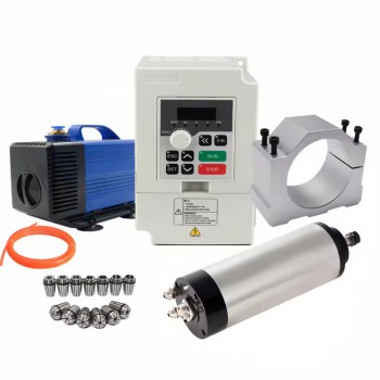 Kit de husillo CNC de 1,5kW 110V/220V con VFD soporte de 80mm y bomba de agua de 80W