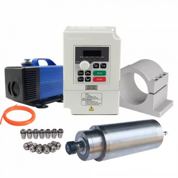 Kit de husillo CNC de 4,5kW 220V/380V refrigerado por agua con VFD de 5,5kW soporte de 125mm y bomba de 100W
