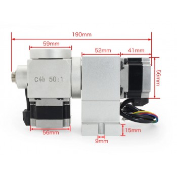 Cabezal divisor CNC de 5º eje A+C con reductor armónico 50:1 y motor paso a paso NEMA 23