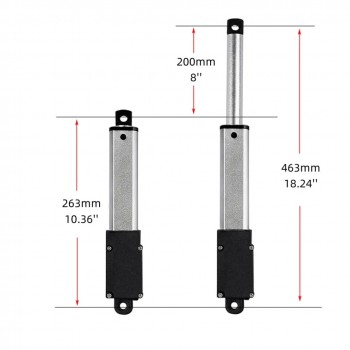 Mini actuador lineal eléctrico de 12V y 64N a 188N con carrera de 0.4 a 8 pulgadas