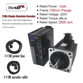 Kit de servomotor CA EtherCAT de 1 a 3,8kW con driver CNC 2500rpm y encoder magnético de 21 bits