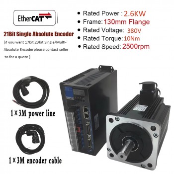 Kit de servomotor CA EtherCAT de 1 a 3,8kW con driver CNC 2500rpm y encoder magnético de 21 bits