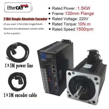 Kit de servomotor CA EtherCAT de 1 a 3,8kW con driver CNC 2500rpm y encoder magnético de 21 bits