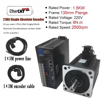 Kit de servomotor CA EtherCAT de 1 a 3,8kW con driver CNC 2500rpm y encoder magnético de 21 bits