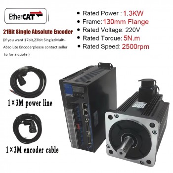 Kit de servomotor CA EtherCAT de 1 a 3,8kW con driver CNC 2500rpm y encoder magnético de 21 bits