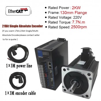 Kit de servomotor CA EtherCAT de 1 a 3,8kW con driver CNC 2500rpm y encoder magnético de 21 bits