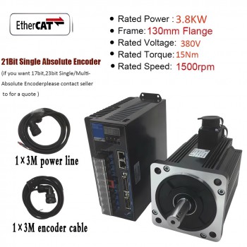 Kit de servomotor CA EtherCAT de 1 a 3,8kW con driver CNC 2500rpm y encoder magnético de 21 bits