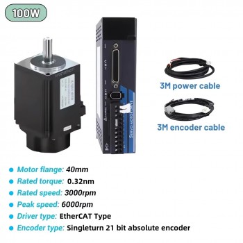 Kit EtherCAT de servomotor CA de 100W a 1000W con driver CNC 0,318 a 3,18Nm y encoder de 21 bits