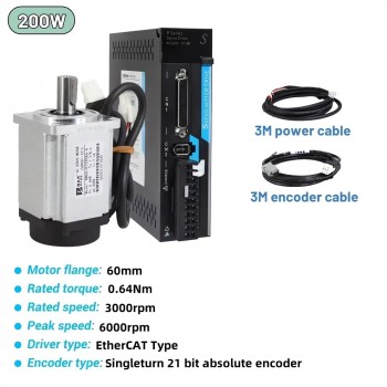 Kit EtherCAT de servomotor CA de 100W a 1000W con driver CNC 0,318 a 3,18Nm y encoder de 21 bits
