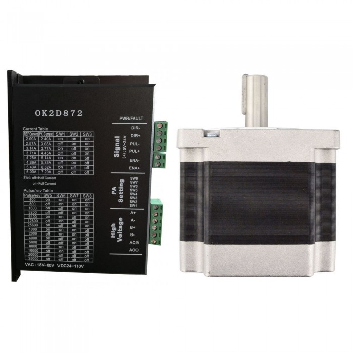Kit CNC de motor paso a paso de 1 eje 4,5Nm1,8 Deg Nema 34 Motor paso a paso y controlador Kit CNC de motor paso a paso de 1 eje 4,5Nm1,8 Deg Nema 34 Motor paso a paso y controlador