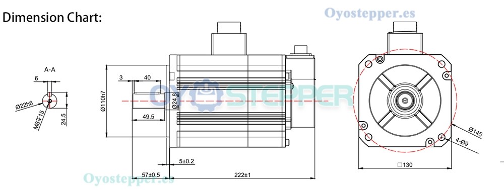 Kit de Motor Servo AC 1500 W con Freno + Controlador 9.55 N·m 1500 RPM 6.2 A con Encoder Magnético de 17 Bits