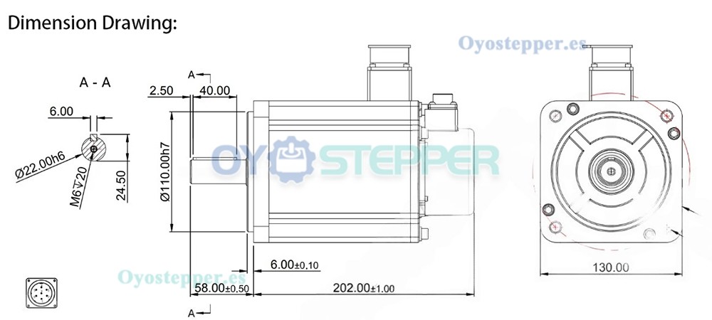 Kit de Motor Servo AC 1500 W con Freno 7.16 N·m 2000 RPM 7.2 A con Encoder Absoluto de 17 Bits
