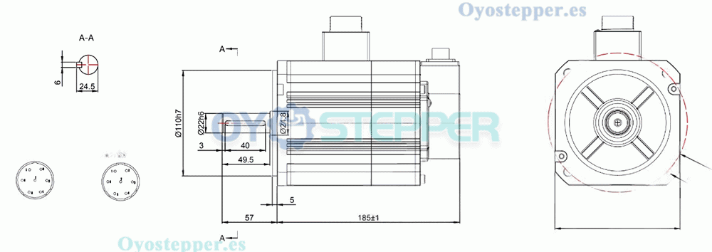 Kit de Motor Servo AC 1500 W con Freno 4.78 N·m 5.6 A 130×130 mm con Encoder Absoluto de 17 Bits