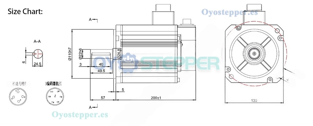 Kit de Motor Servo AC 2.3 kW + Controlador 14.64 N·m 1500 RPM 12.3 A con Encoder Absoluto de 17 Bits