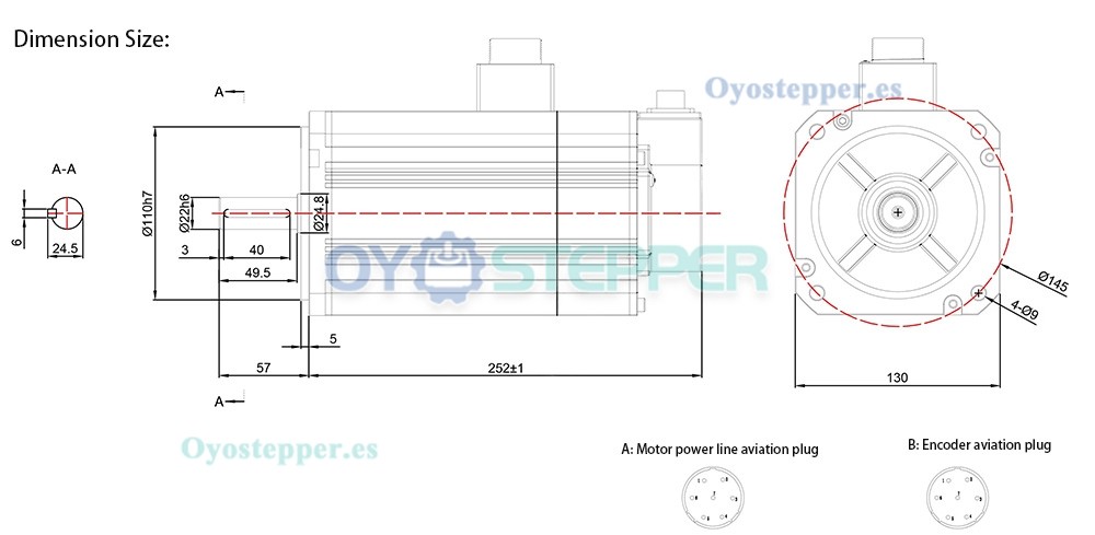 Kit de Motor Servo AC 3000 W con Freno 14.32 N·m 2000 RPM 13.6 A con Encoder de 17 Bits 130×130 mm