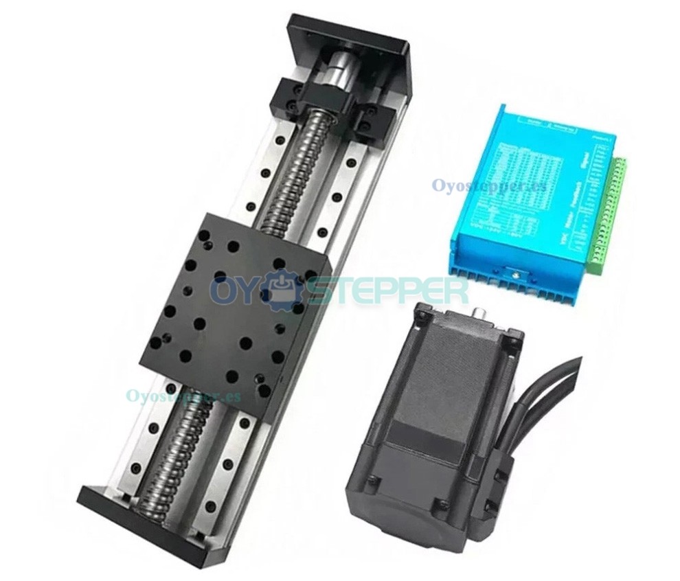 Kit de Mesa Deslizante CNC Lineal con Doble Gu&iacute;a (4.5‑60 kg) Husillo a Bolas y Motor
