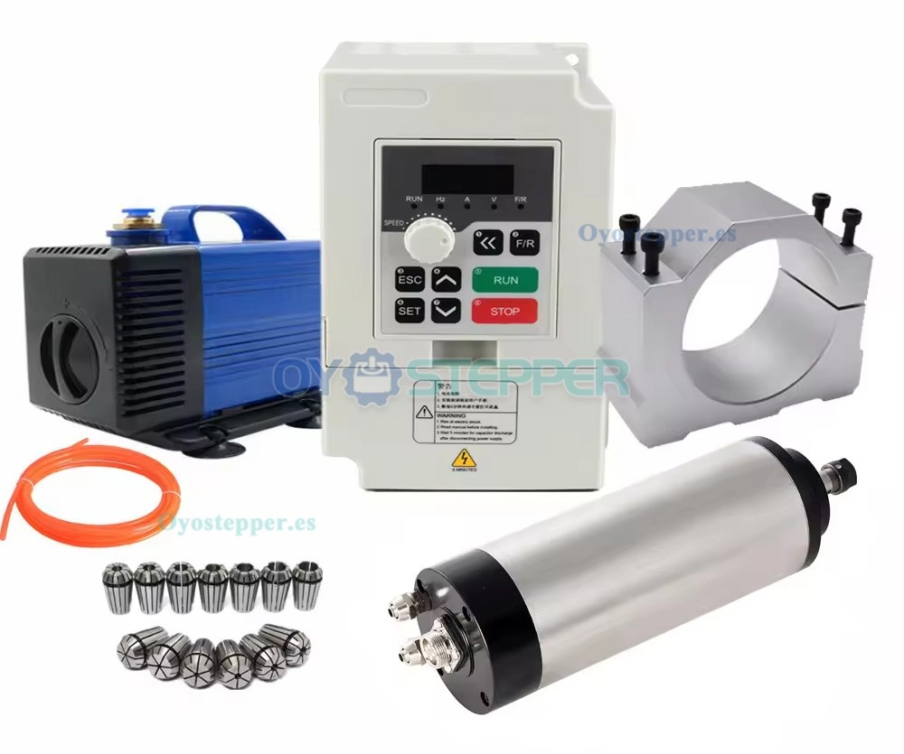Kit de husillo CNC de 1,5kW 110V/220V con VFD soporte de 80mm y bomba de agua de 80W