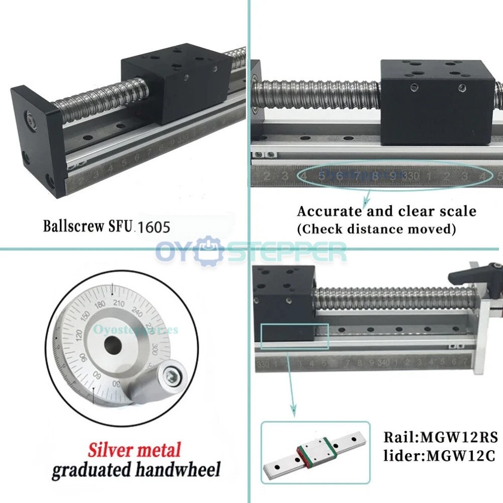 M&oacute;dulo Lineal Mini Manual DXG6042 con Husillo a Bolas, Mesa Deslizante CNC y Volante de Posicionamiento Lineal
