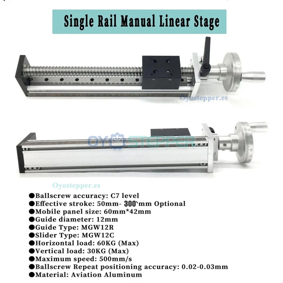 M&oacute;dulo Lineal Mini Manual DXG6042 con Husillo a Bolas, Mesa Deslizante CNC y Volante de Posicionamiento Lineal